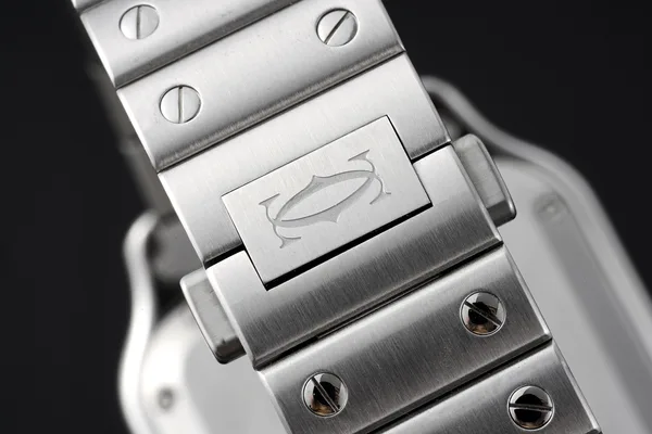 BVF Santos Medium WSSA0029, white Roman-numeral dial, steel case and bracelet, clasp cover