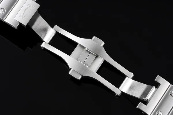 BVF Santos Medium WSSA0029, white Roman-numeral dial, steel case and bracelet, folding clasp
